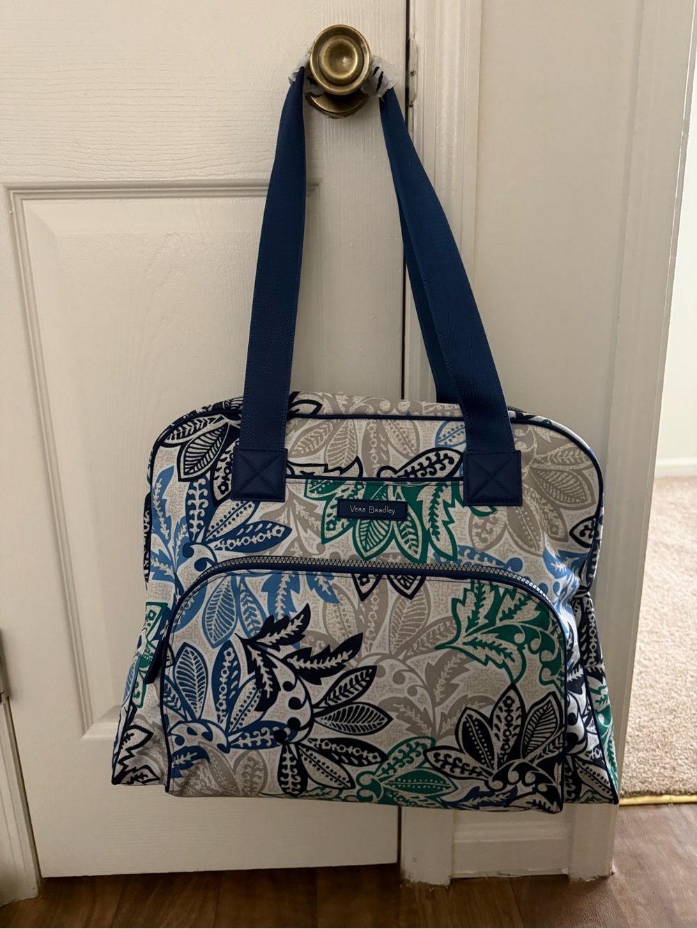 Vera Bradley Navy, Teal & Gray Floral Travel Tote